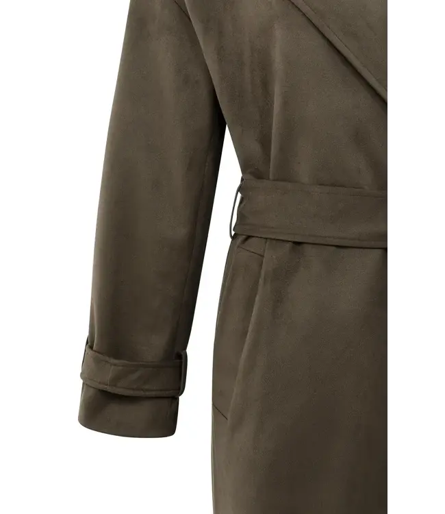 Long suede coat with belt