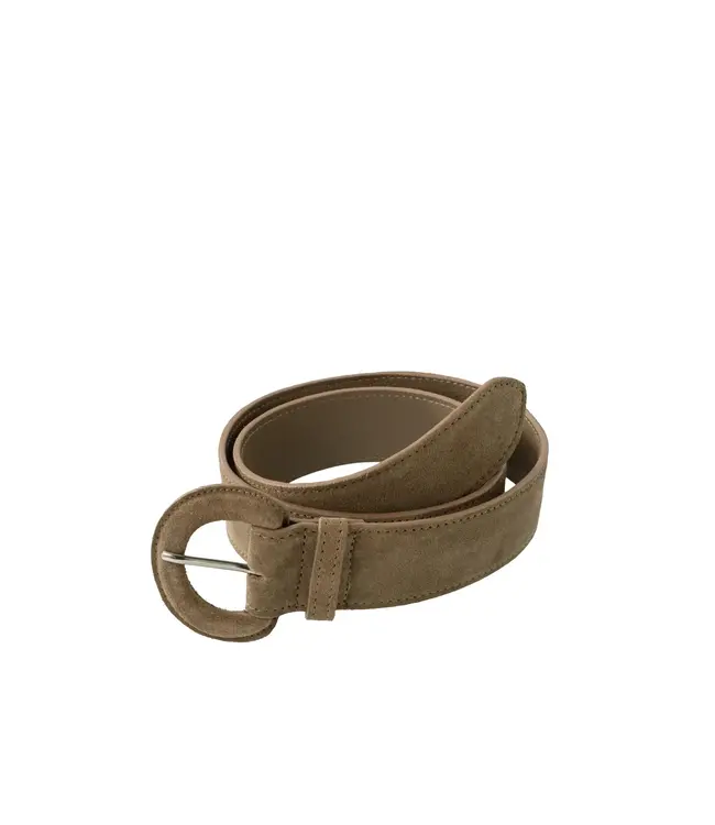 Suede riem met ronde gesp