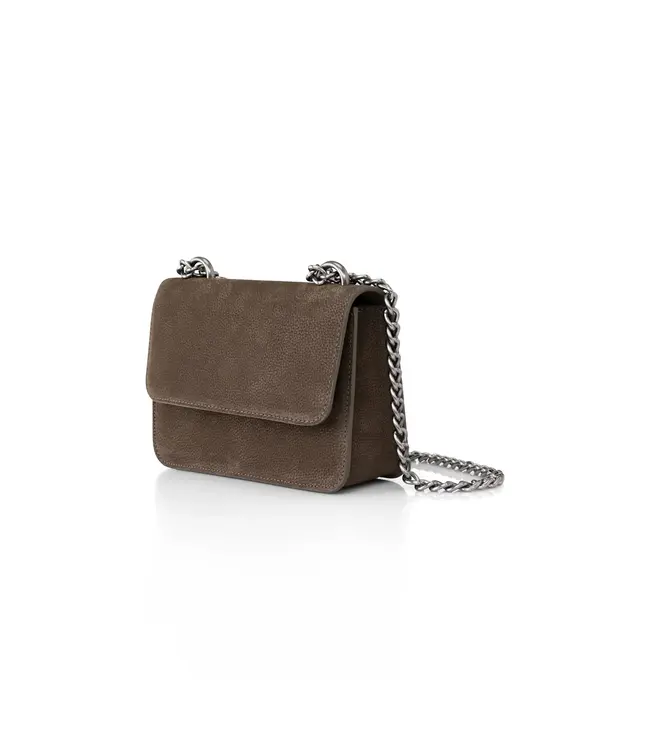 Shoulderbag with chain - chocolat