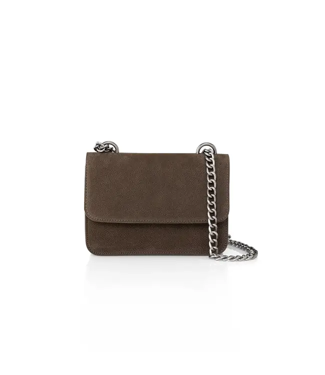 Shoulderbag with chain - chocolat