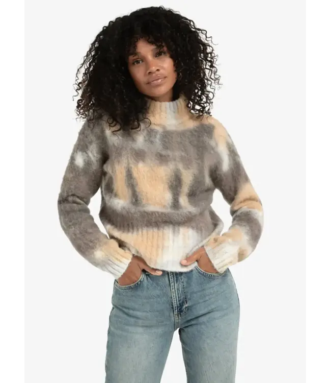 Knitted sweater melange print
