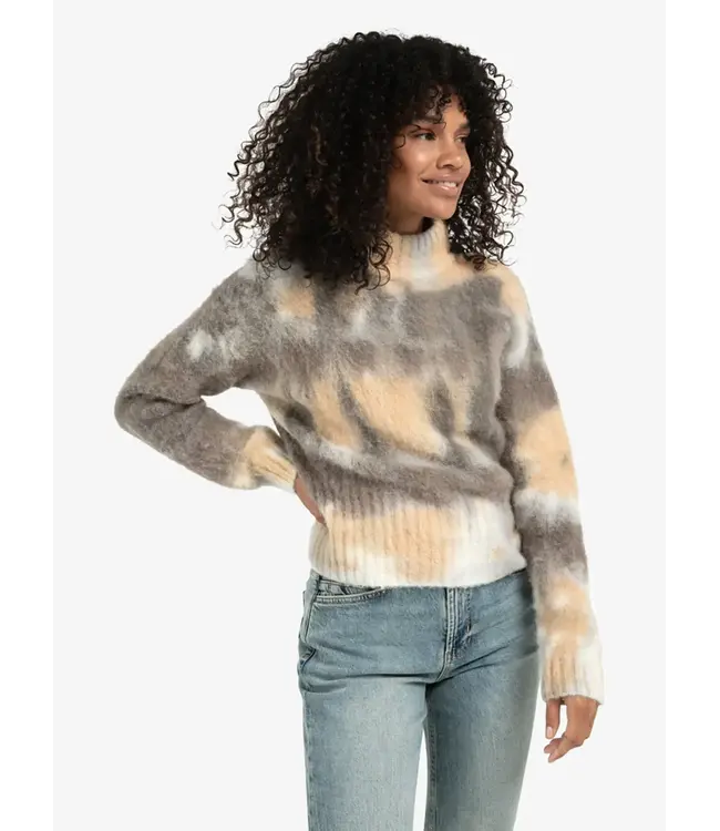 Knitted sweater melange print
