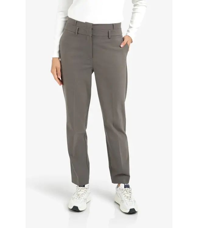 High waist trousers with double waistband