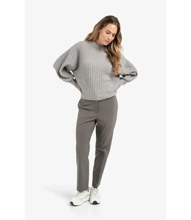 High waist trousers with double waistband