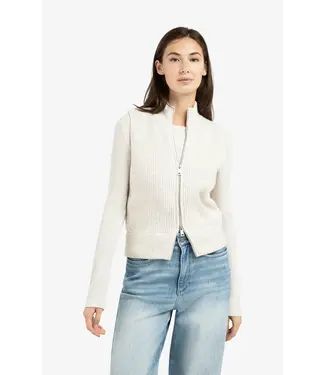 YAYA Gebreid mouwloos vest met hoge kraag en rits