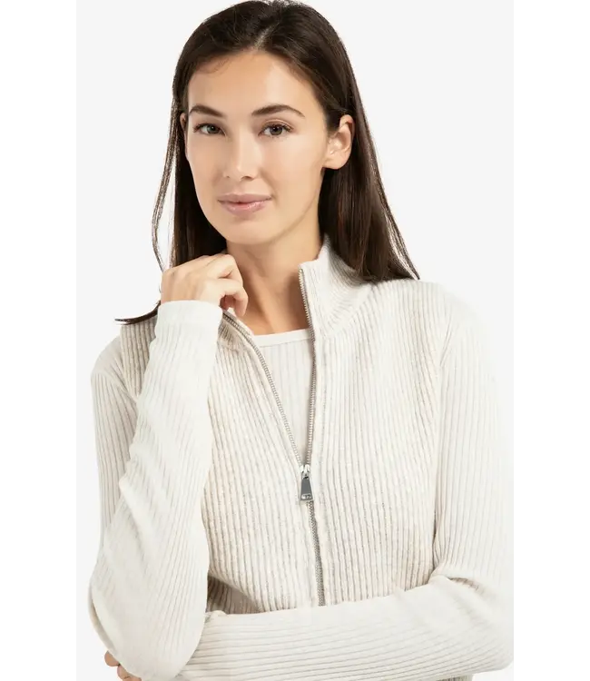 Gebreid mouwloos vest met hoge kraag en rits