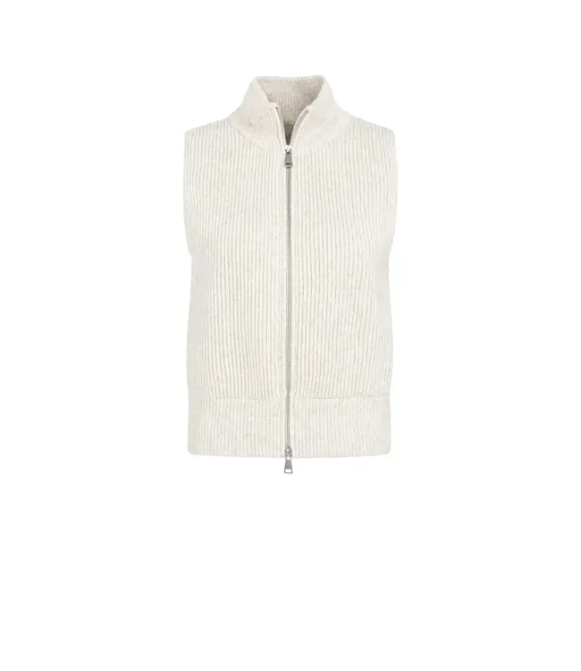 Gebreid mouwloos vest met hoge kraag en rits