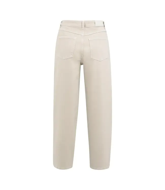 Beige high-waist jeans met losvallende pasvorm