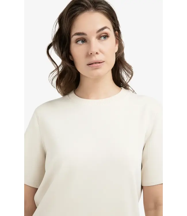 Sweatshirt met korte mouwen en gebreide ribkraag