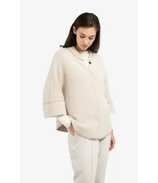 YAYA Grofgebreid poncho-vest met ronde zoom