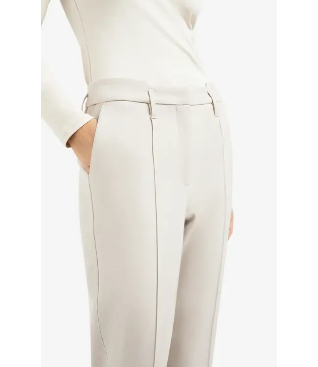 Geweven broek met rechte pijpen en taillebanddetail