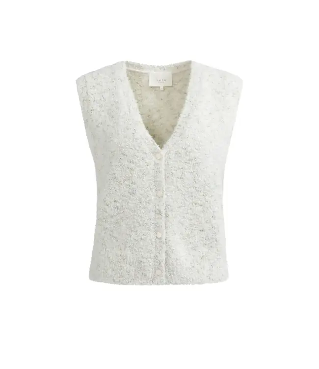 Sleeveless boucle cardigan