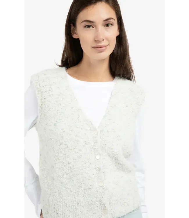 Sleeveless boucle cardigan