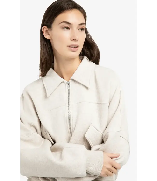 Sweat jacket with pockets - Ecru