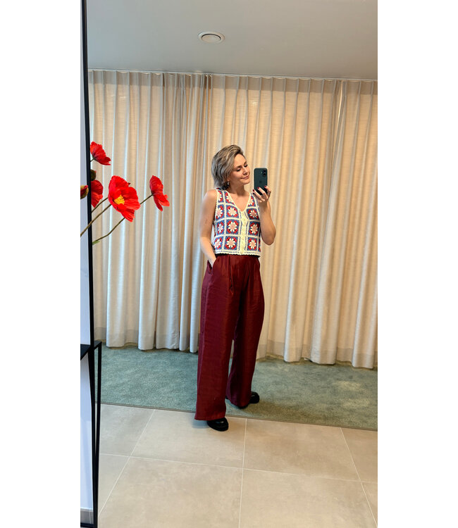 Crochet sleeveless top - Blauw - TU