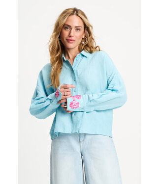 Pom Amsterdam Blouse - blue sequins urban flora