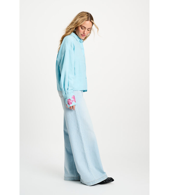 Blouse - blue sequins urban flora