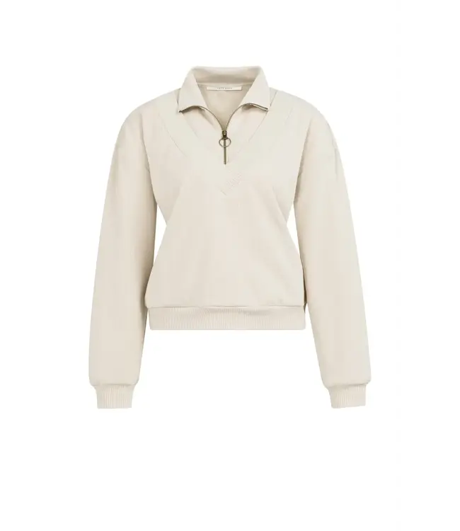 Sweater half zipper and double collar