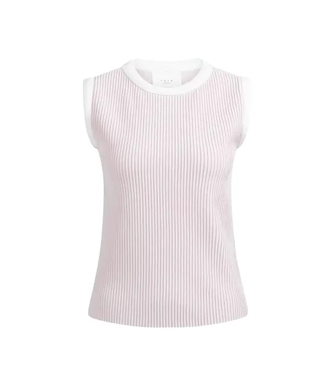 Mouwloze ribtrui met hoge hals