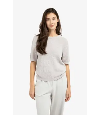 YAYA Gebreide trui met korte mouwen en structuur - Mauve