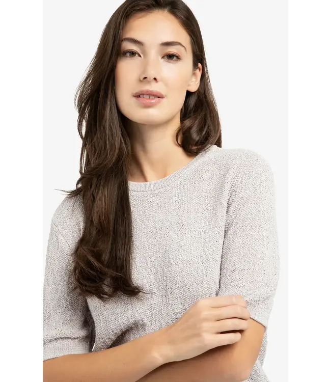 Gebreide trui met korte mouwen en structuur - Mauve