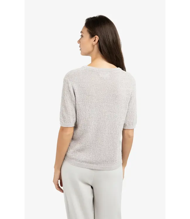 Gebreide trui met korte mouwen en structuur - Mauve