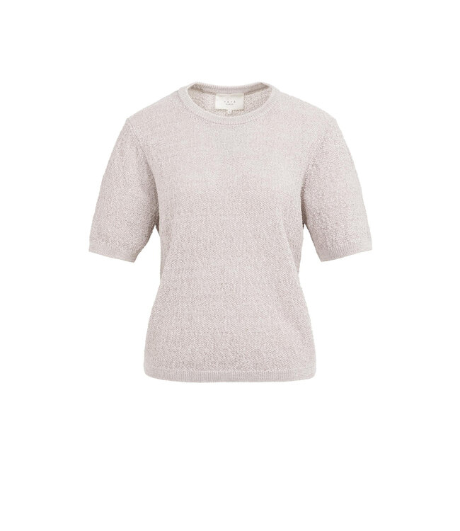 Gebreide trui met korte mouwen en structuur - Mauve