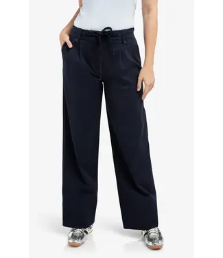 YAYA Broek met plooien, wijde pijpen en strikkoord in de taille