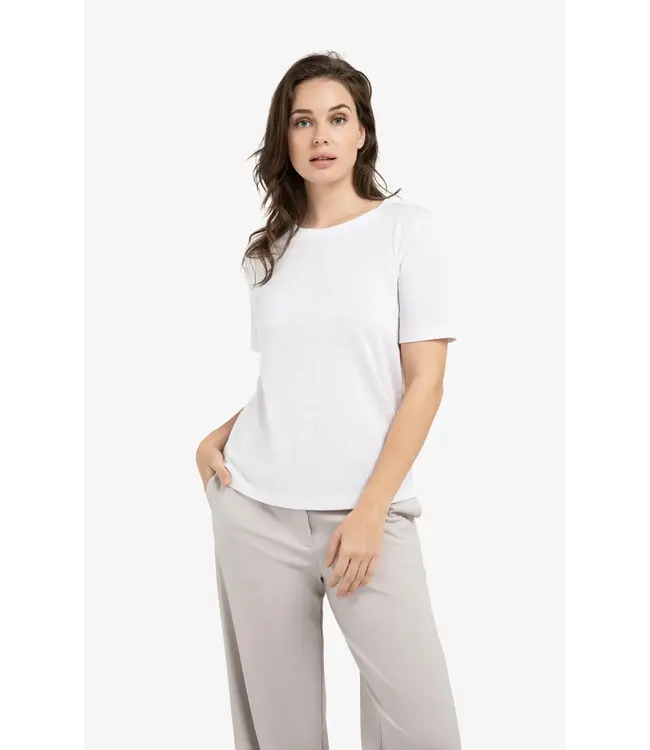 Gemêleerd T-shirt met contrasterende ribboord