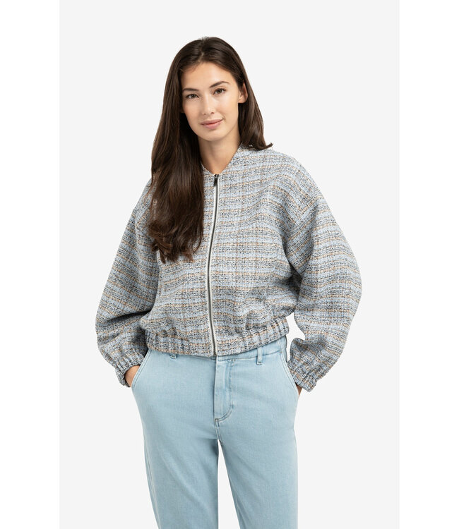 Kort bouclé jack met elastische boorden