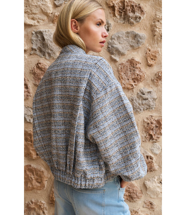 Kort bouclé jack met elastische boorden