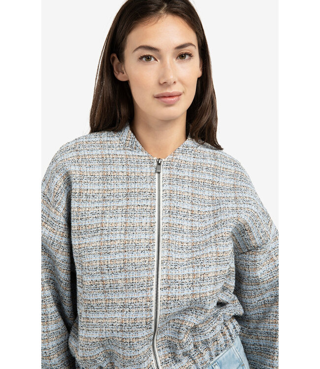 Kort bouclé jack met elastische boorden