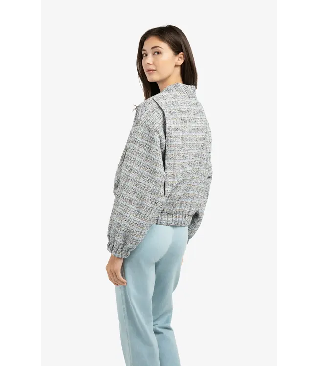 Kort bouclé jack met elastische boorden