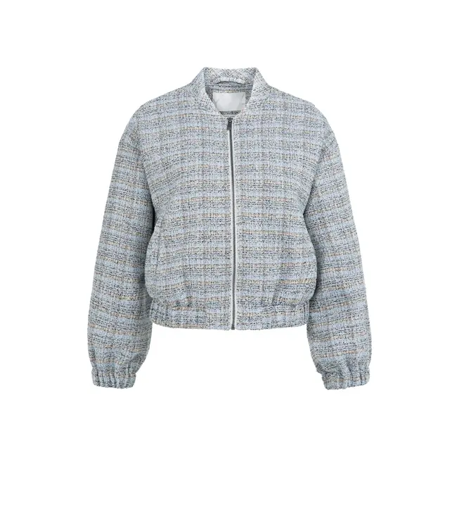 Kort bouclé jack met elastische boorden