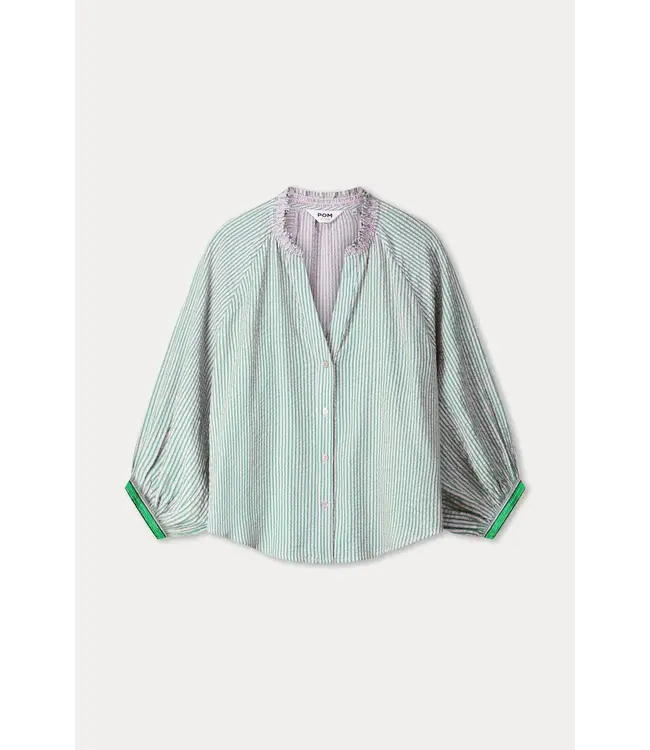 Blouse - Seersucker green pink
