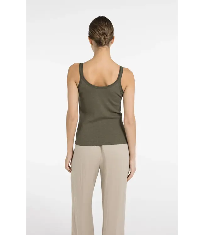 Singlet with mesh edge - Kaki