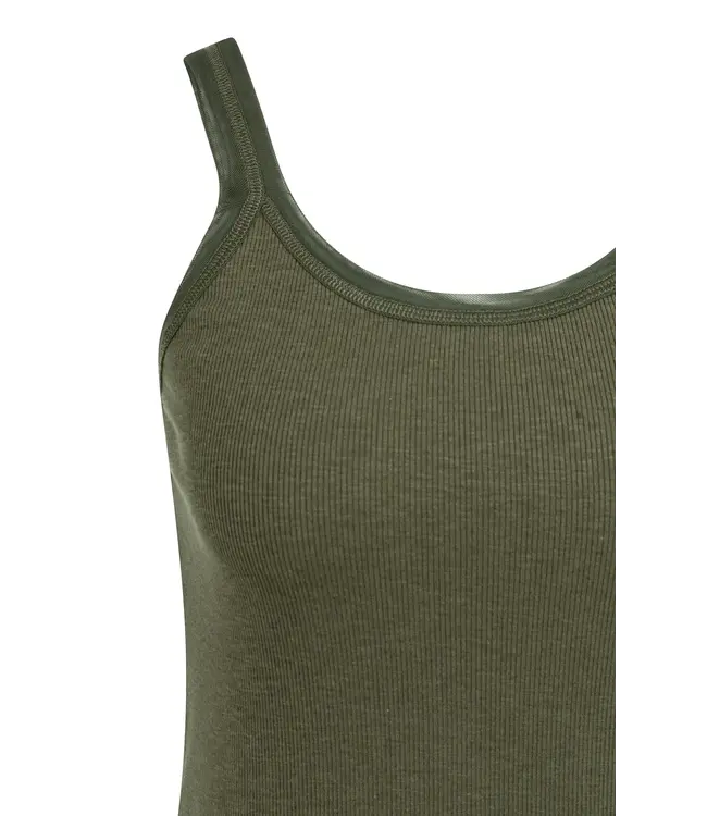 Singlet with mesh edge - Kaki