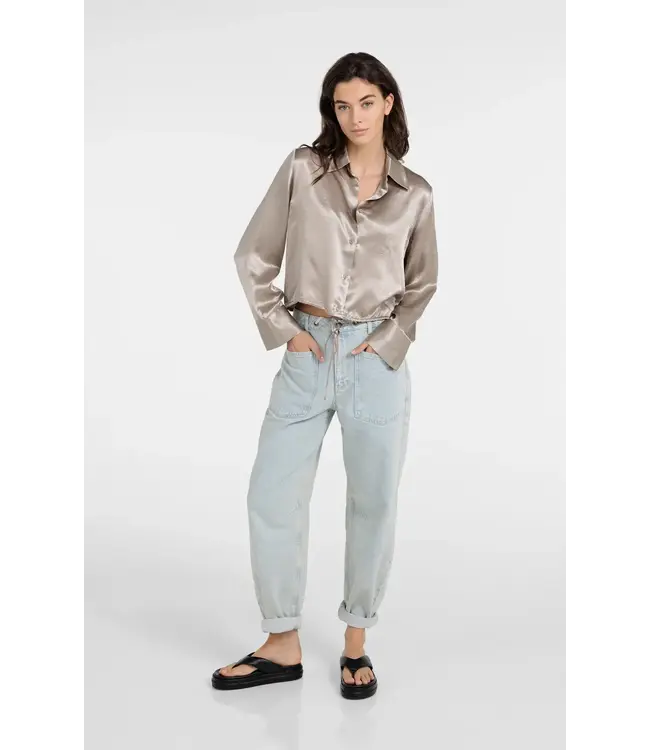 Crinkle blouse drawstring