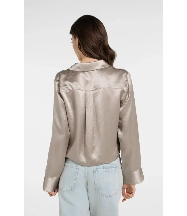 Crinkle blouse drawstring