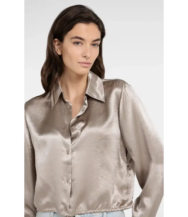 Crinkle blouse drawstring