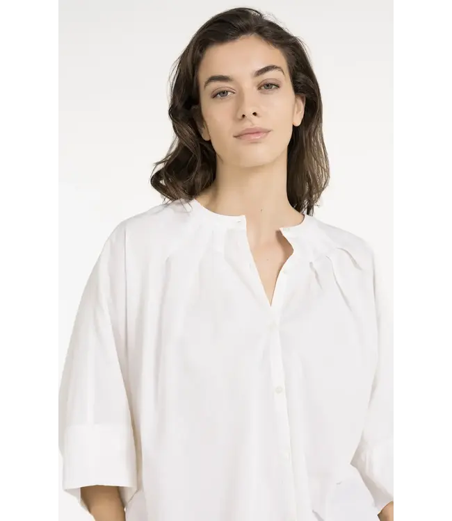 Batwing blouse with back pleat