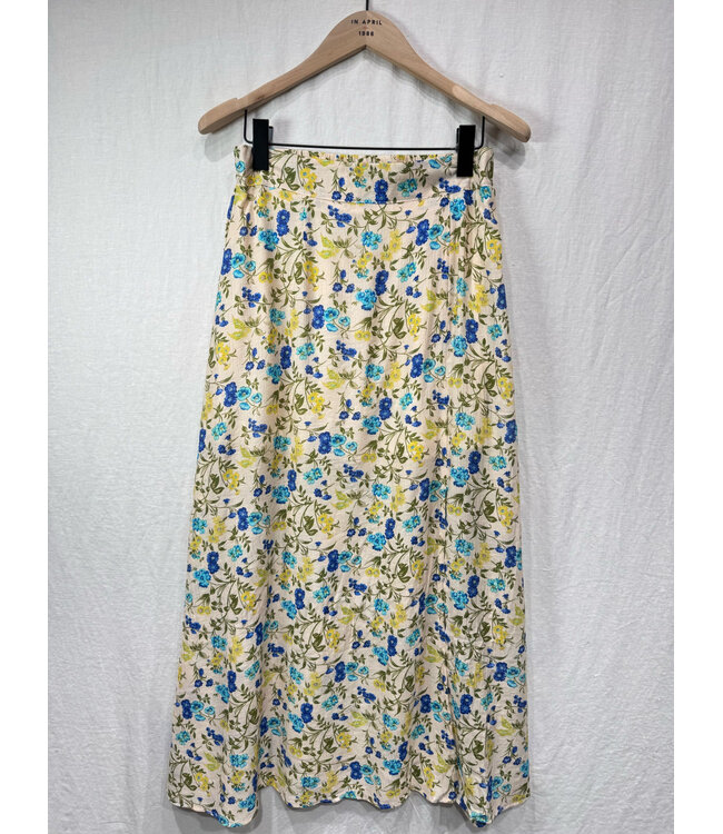 Bohemian floral slit skirt