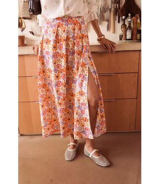 InApril1986 Paint floral slit skirt
