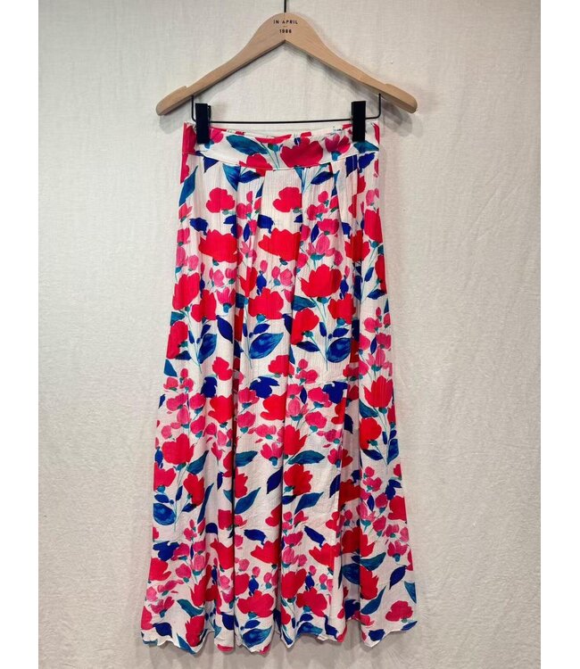 Flowy floral skirt - Fuchsia