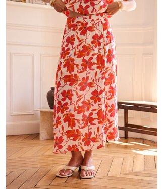 -- Riviera floral skirt - Rouge