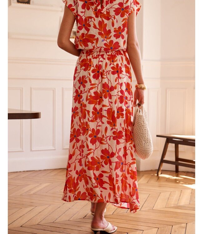 Riviera floral skirt - Rouge