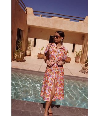 -- Paint floral shirt dress