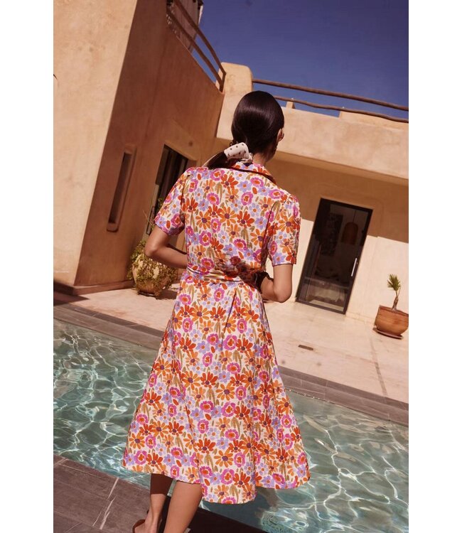 Paint floral shirt dress