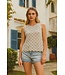 Crochet paillet top - Beige