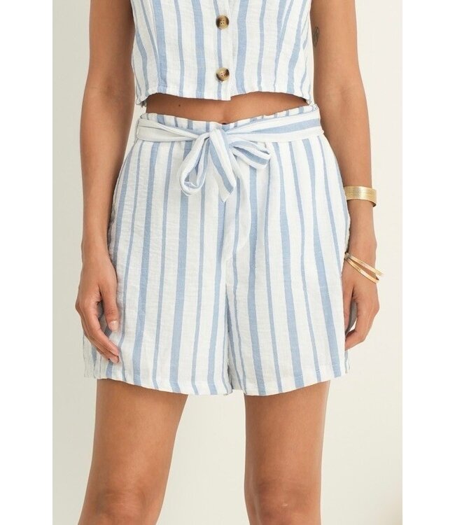 Katoen stripe short - Blauw
